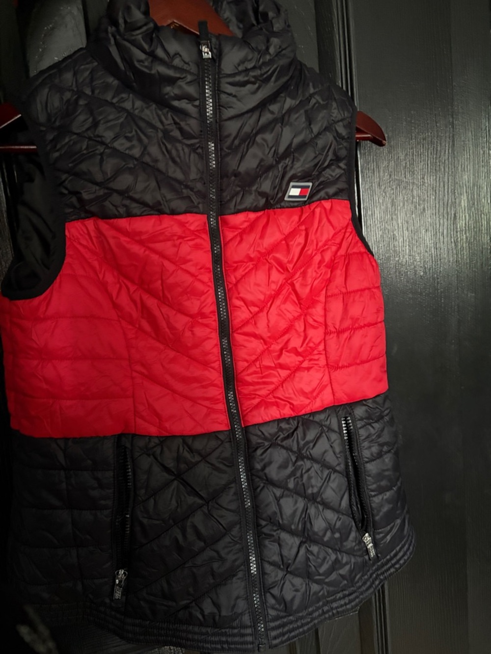 Tommy Hilfiger Black and Red Quilted Puffer Vest